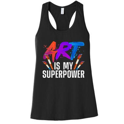 Cool Art For Men Women Art Teacher Artist Painter Superpower Women's Racerback Tank