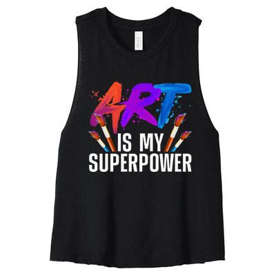 Cool Art For Men Women Art Teacher Artist Painter Superpower Women's Racerback Cropped Tank