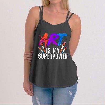 Cool Art For Men Women Art Teacher Artist Painter Superpower Women's Strappy Tank