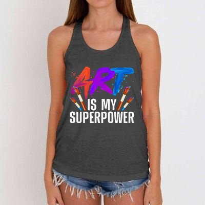 Cool Art For Men Women Art Teacher Artist Painter Superpower Women's Knotted Racerback Tank