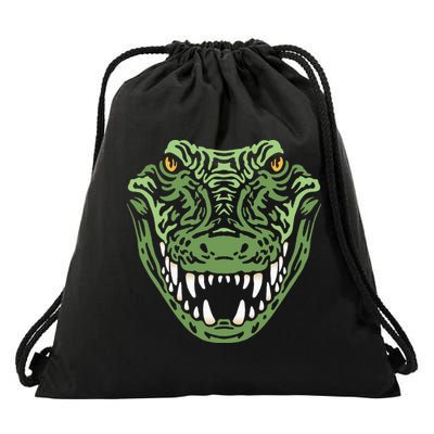 Crocodile Alligator Face Crocodiles Gator Drawstring Bag
