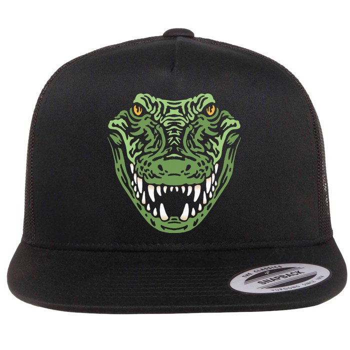 Crocodile Alligator Face Crocodiles Gator Flat Bill Trucker Hat