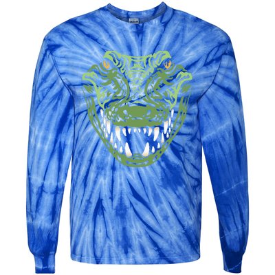 Crocodile Alligator Face Crocodiles Gator Tie-Dye Long Sleeve Shirt