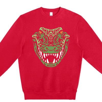 Crocodile Alligator Face Crocodiles Gator Premium Crewneck Sweatshirt