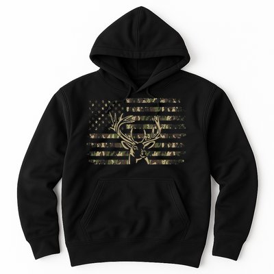 Camo American Flag Usa Camouflage Flag Outdoor Antlers Deer Hoodie