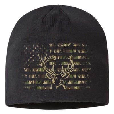 Camo American Flag Usa Camouflage Flag Outdoor Antlers Deer Sustainable Beanie