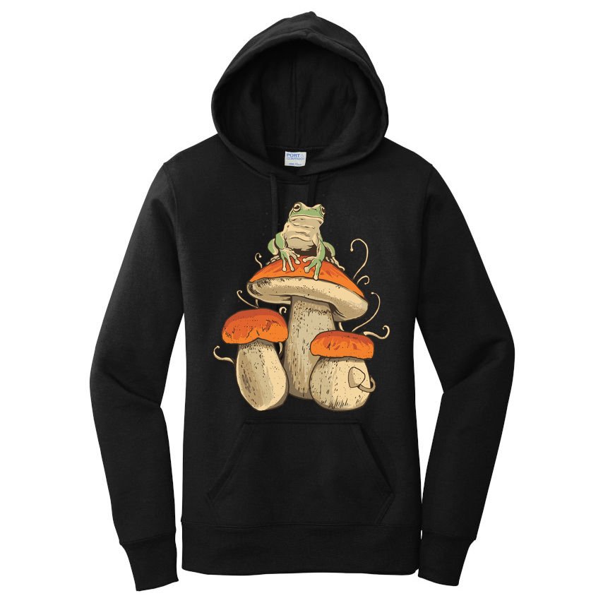 Cottagecore Aesthetic Frog Mushroom Moon Witch Vintage Fungi Gift Women's Pullover Hoodie