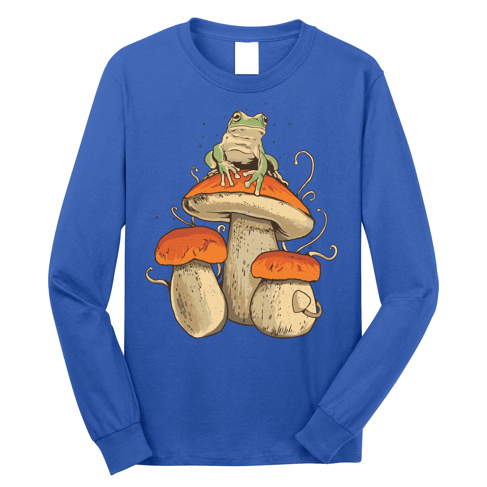 Cottagecore Aesthetic Frog Mushroom Moon Witch Vintage Fungi Gift Long Sleeve Shirt