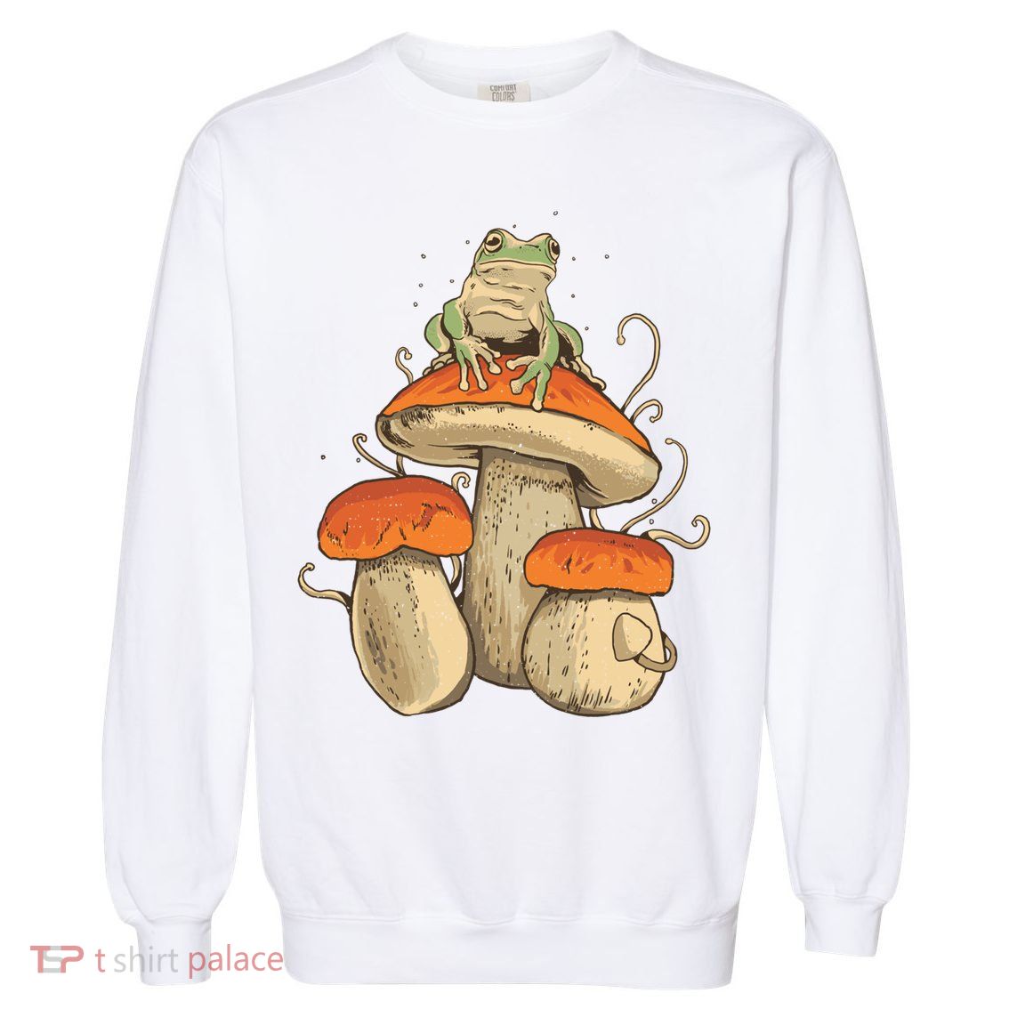 Cottagecore Aesthetic Frog Mushroom Moon Witch Vintage Fungi Gift Garment-Dyed Sweatshirt