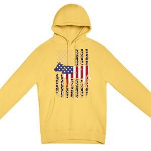 Cow American Flag Usa Leopard Print Cattle Cow 4th Of July Meaningful Gift Premium Pullover Hoodie