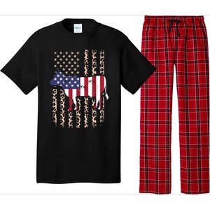 Cow American Flag Usa Leopard Print Cattle Cow 4th Of July Meaningful Gift Pajama Set