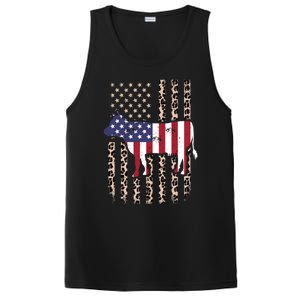 Cow American Flag Usa Leopard Print Cattle Cow 4th Of July Meaningful Gift PosiCharge Competitor Tank