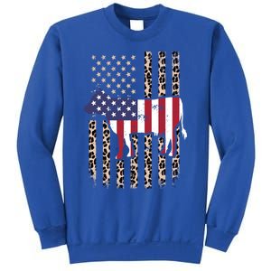 Cow American Flag Usa Leopard Print Cattle Cow 4th Of July Meaningful Gift Sweatshirt