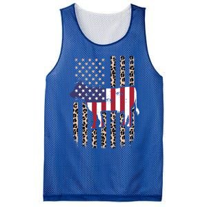 Cow American Flag Usa Leopard Print Cattle Cow 4th Of July Meaningful Gift Mesh Reversible Basketball Jersey Tank