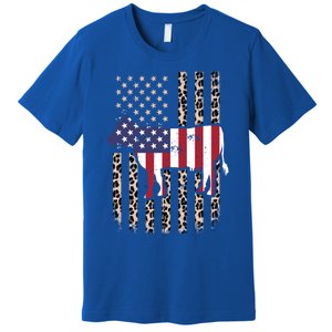 Cow American Flag Usa Leopard Print Cattle Cow 4th Of July Meaningful Gift Premium T-Shirt