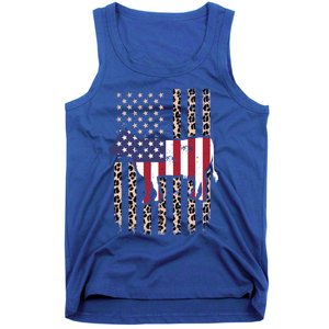 Cow American Flag Usa Leopard Print Cattle Cow 4th Of July Meaningful Gift Tank Top