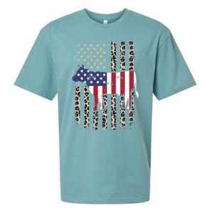 Cow American Flag Usa Leopard Print Cattle Cow 4th Of July Meaningful Gift Sueded Cloud Jersey T-Shirt