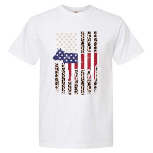 Cow American Flag Usa Leopard Print Cattle Cow 4th Of July Meaningful Gift Garment-Dyed Heavyweight T-Shirt