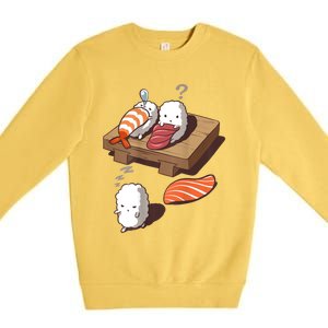 Cute And Funny Japanese Nigiri Sushi Sleepwalking Premium Crewneck Sweatshirt