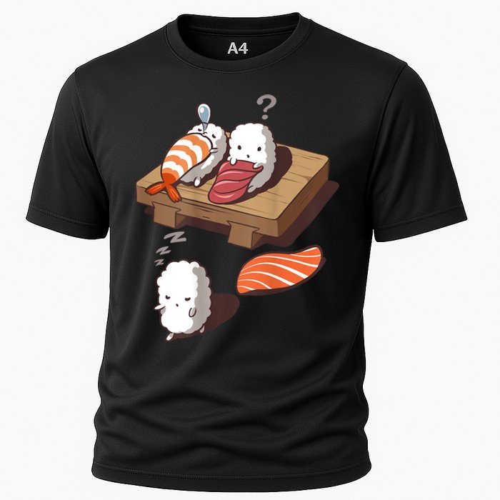 Cute And Funny Japanese Nigiri Sushi Sleepwalking Cooling Performance Crew T-Shirt