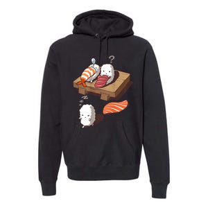 Cute And Funny Japanese Nigiri Sushi Sleepwalking Premium Hoodie