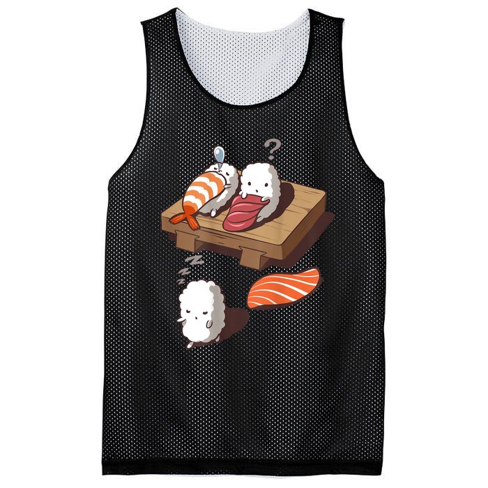 Cute And Funny Japanese Nigiri Sushi Sleepwalking Mesh Reversible Basketball Jersey Tank