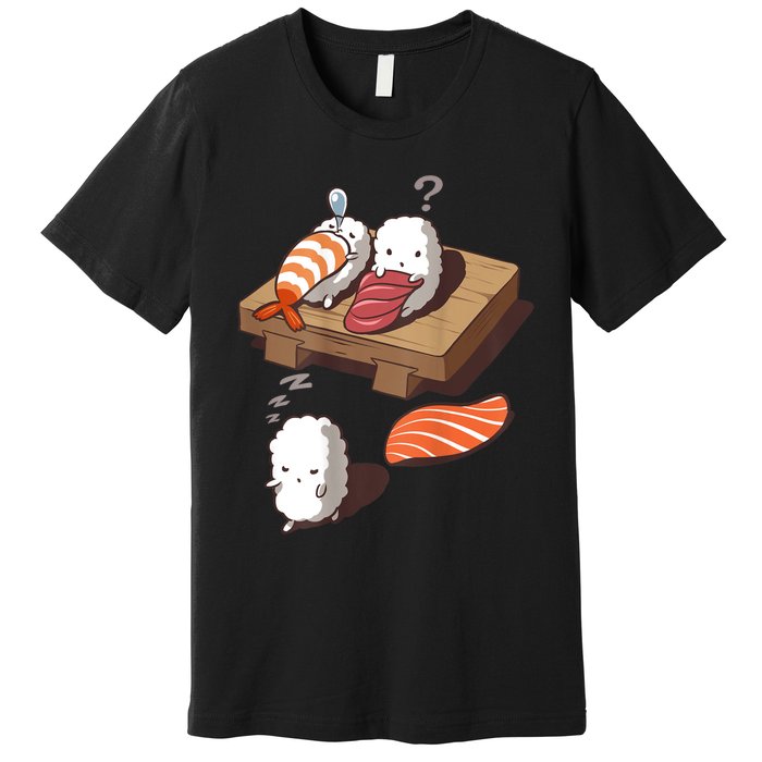 Cute And Funny Japanese Nigiri Sushi Sleepwalking Premium T-Shirt