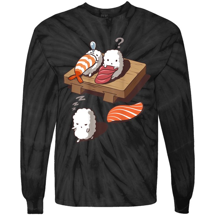 Cute And Funny Japanese Nigiri Sushi Sleepwalking Tie-Dye Long Sleeve Shirt