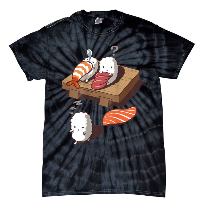 Cute And Funny Japanese Nigiri Sushi Sleepwalking Tie-Dye T-Shirt