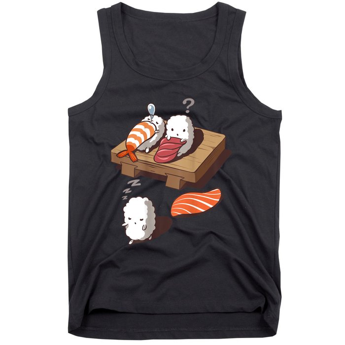 Cute And Funny Japanese Nigiri Sushi Sleepwalking Tank Top