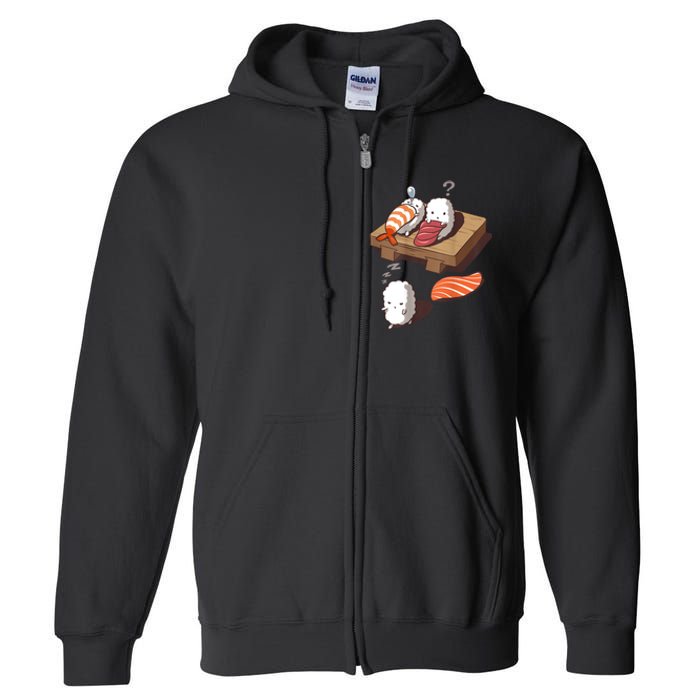 Cute And Funny Japanese Nigiri Sushi Sleepwalking Full Zip Hoodie