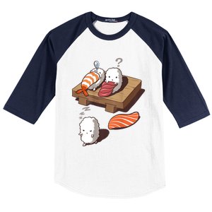 Cute And Funny Japanese Nigiri Sushi Sleepwalking Baseball Sleeve Shirt