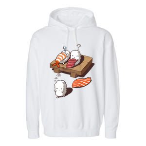 Cute And Funny Japanese Nigiri Sushi Sleepwalking Garment-Dyed Fleece Hoodie