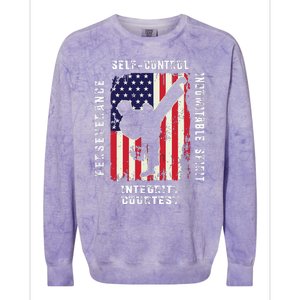 Cool American Flag Taekwondo Gift | Tae Kwon Do Martial Arts Colorblast Crewneck Sweatshirt