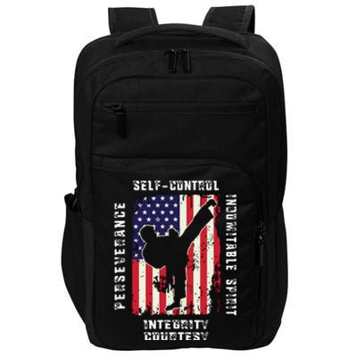 Cool American Flag Taekwondo Gift | Tae Kwon Do Martial Arts Impact Tech Backpack