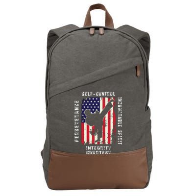 Cool American Flag Taekwondo Gift | Tae Kwon Do Martial Arts Cotton Canvas Backpack