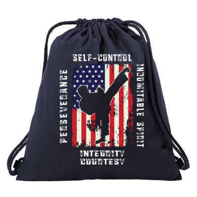 Cool American Flag Taekwondo Gift | Tae Kwon Do Martial Arts Drawstring Bag