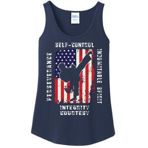 Cool American Flag Taekwondo Gift | Tae Kwon Do Martial Arts Ladies Essential Tank