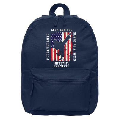 Cool American Flag Taekwondo Gift | Tae Kwon Do Martial Arts 16 in Basic Backpack