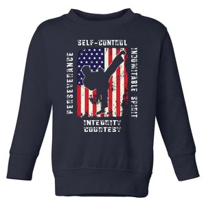 Cool American Flag Taekwondo Gift | Tae Kwon Do Martial Arts Toddler Sweatshirt