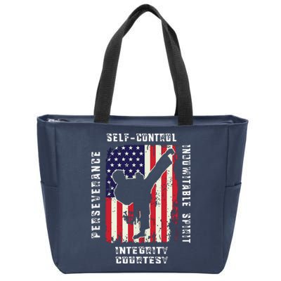 Cool American Flag Taekwondo Gift | Tae Kwon Do Martial Arts Zip Tote Bag