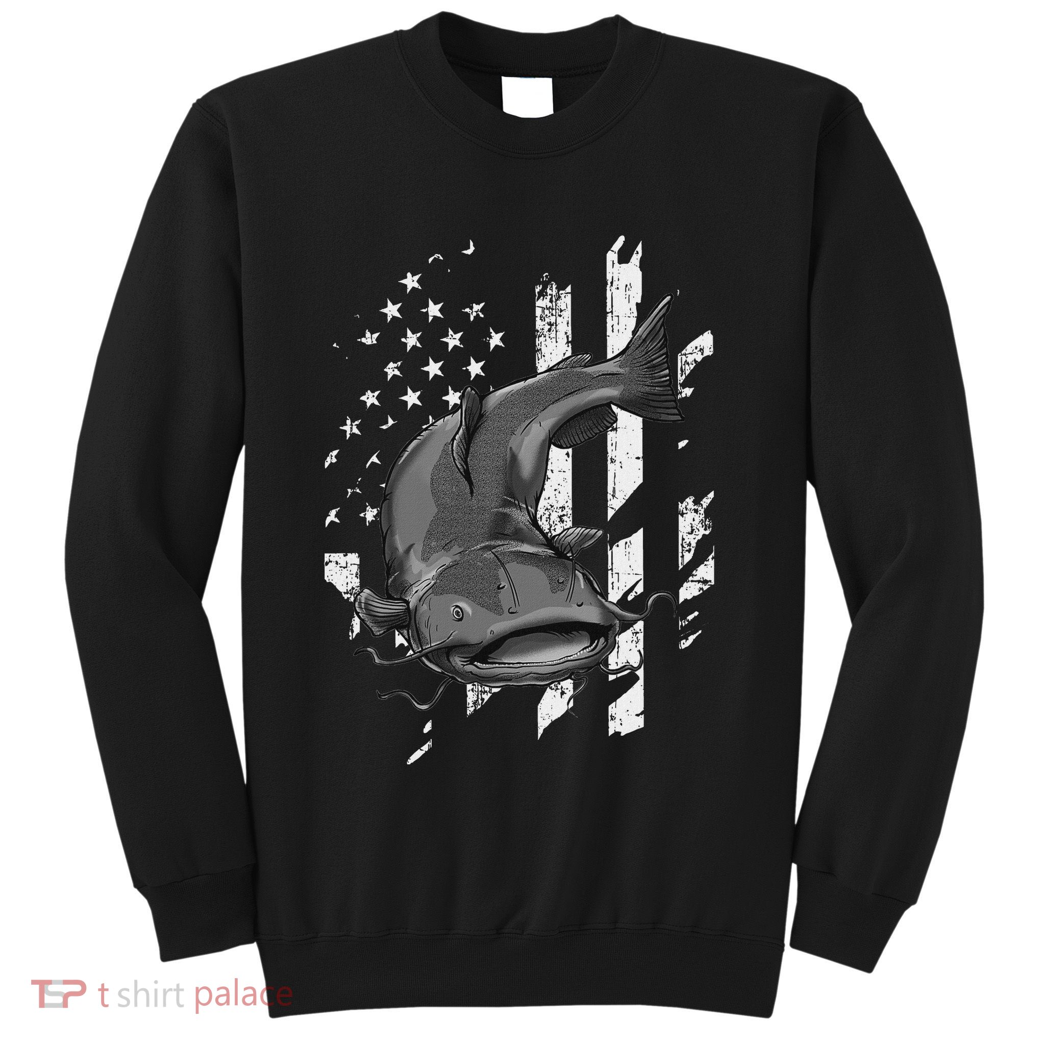 Catfishing American Flag Catfish Angler Fisherman Sweatshirt