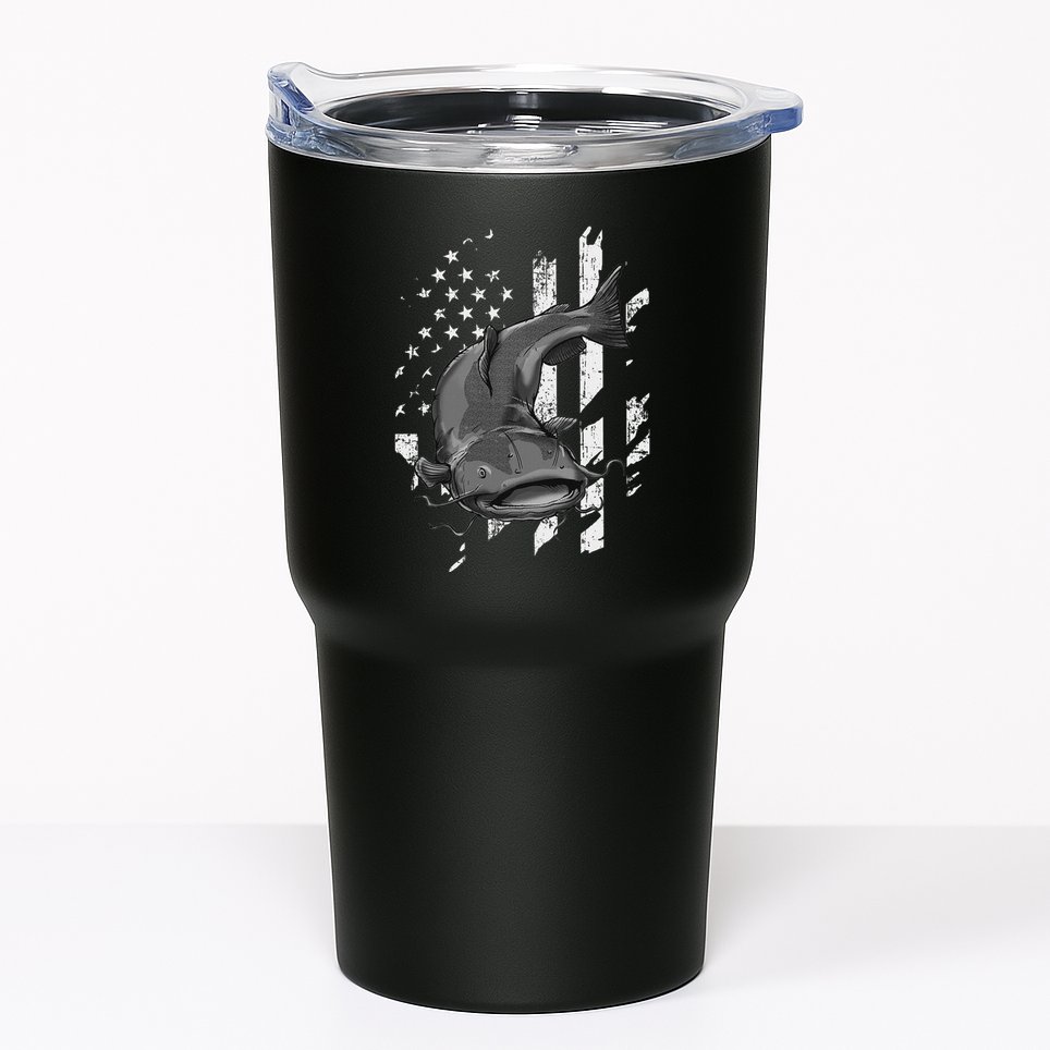 Catfishing American Flag Catfish Angler Fisherman Tumbler