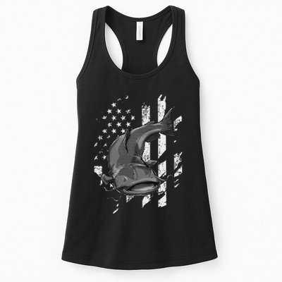 Catfishing American Flag Catfish Angler Fisherman Womens Tank Top