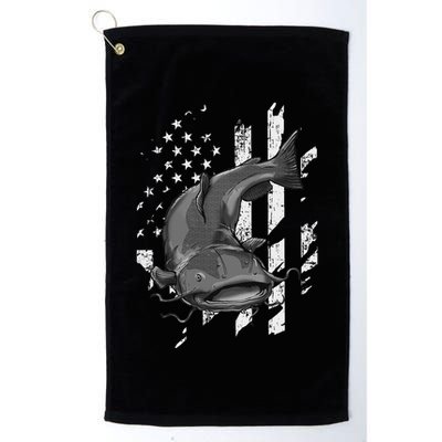 Catfishing American Flag Catfish Angler Fisherman Golf Towel