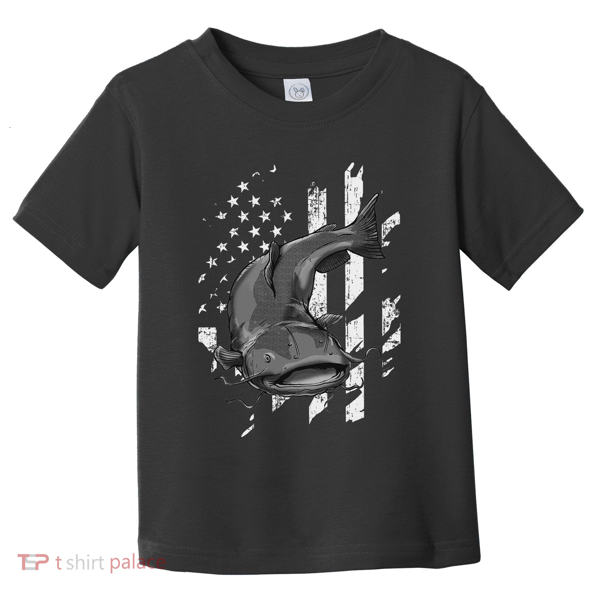 Catfishing American Flag Catfish Angler Fisherman Toddler T-Shirt