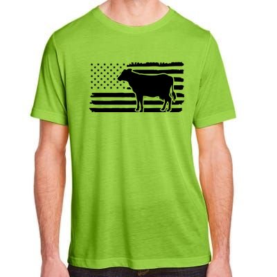 Cow American Flag With Cow Vintage Look Patriotic Famer Gift Adult ChromaSoft Performance T-Shirt