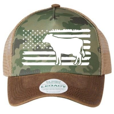 Cow American Flag With Cow Vintage Look Patriotic Famer Gift Legacy Tie Dye Trucker Hat