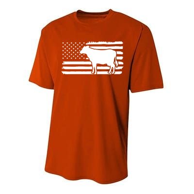 Cow American Flag With Cow Vintage Look Patriotic Famer Gift Performance Sprint T-Shirt