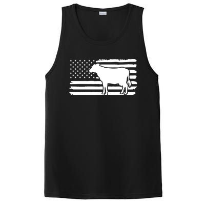 Cow American Flag With Cow Vintage Look Patriotic Famer Gift PosiCharge Competitor Tank